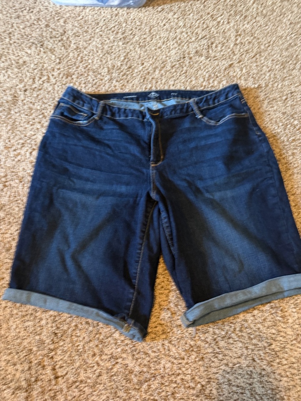 St. John's Bay Dark Blue Denim Bermuda Shorts with Cuffed Hem